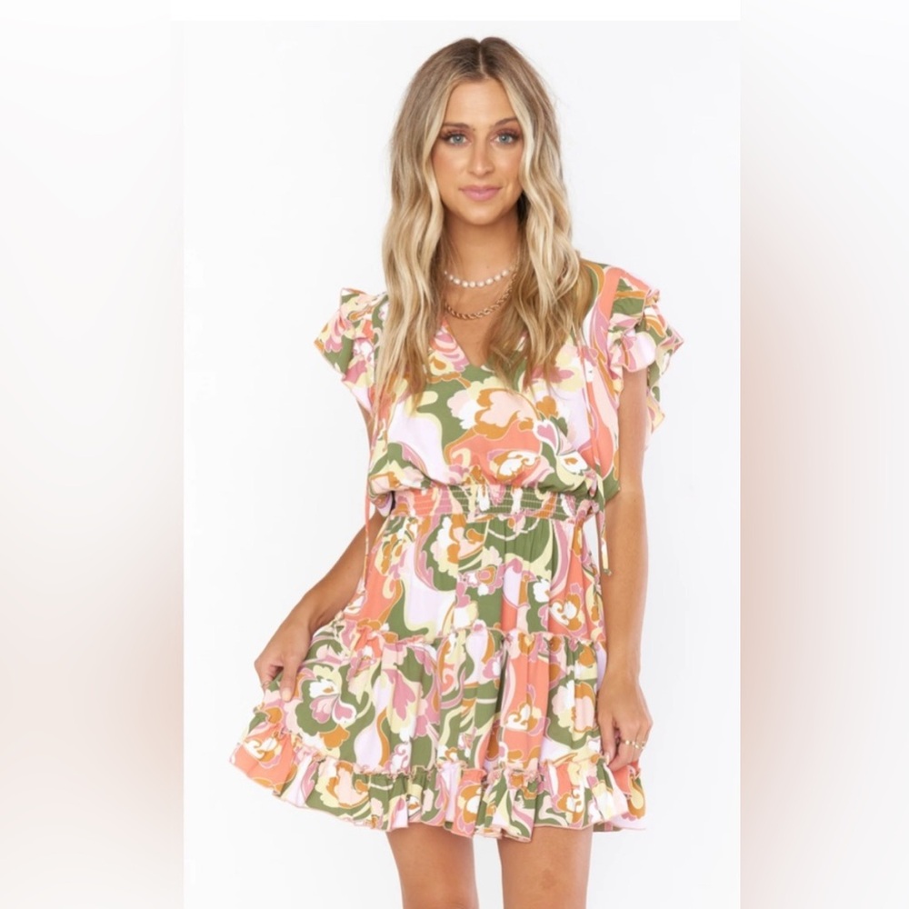 Floral Ruffle Sleeve Dress